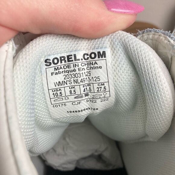 Sorel Out N About Women’s Wedge Leather Suede Lace Up Boot in Sea Salt/Gum 10.5 - Picture 6 of 7